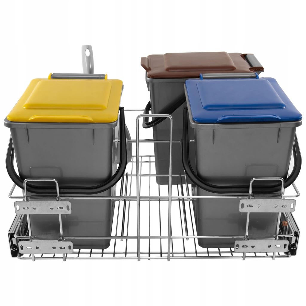 Kosz na śmieci wysuwany do szafki 60 cm z cichym domykiem